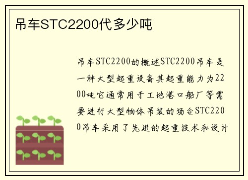 吊车STC2200代多少吨